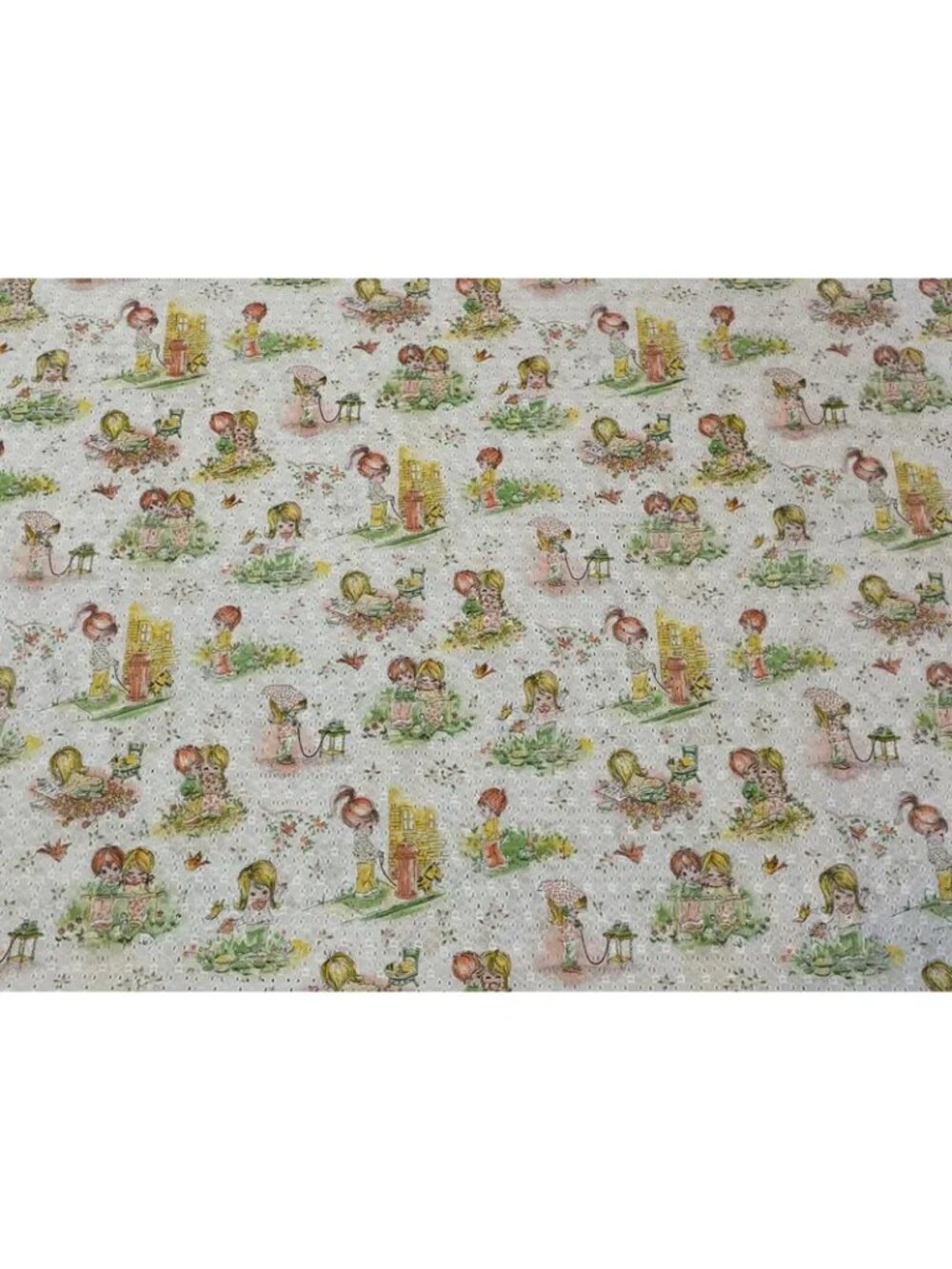 Vintage Holly Hobbie Betsey Clark style Sun Bonnet Curtain type Lace Fabric
